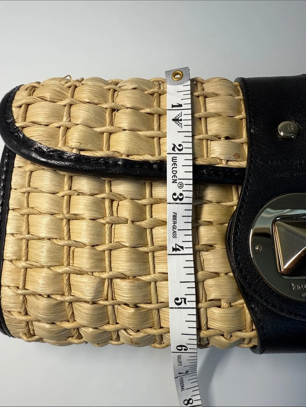 Kate Spade New York Straw & Leather Turn-Lock Clutch Bag VTG Y2K in EUC